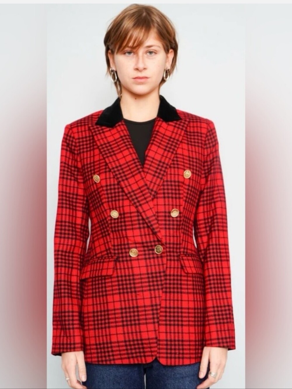Banana Republic Plaid Red Classic Blazer Size 4